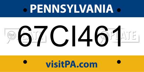 67CI461 Pennsylvania License Plate