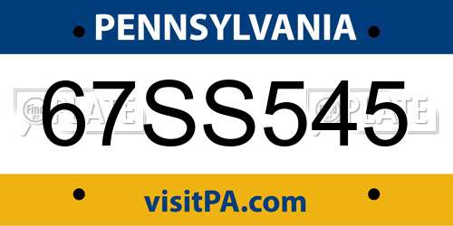 67SS545 Pennsylvania License Plate