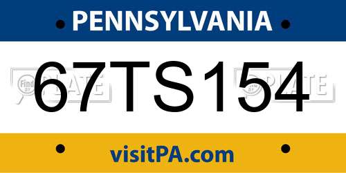 67TS154 Pennsylvania License Plate