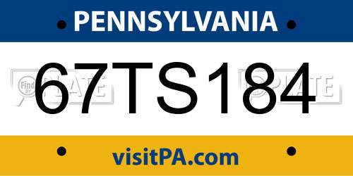 67TS184 Pennsylvania License Plate