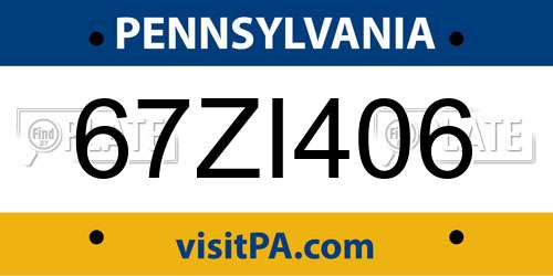 67ZI406 Pennsylvania License Plate
