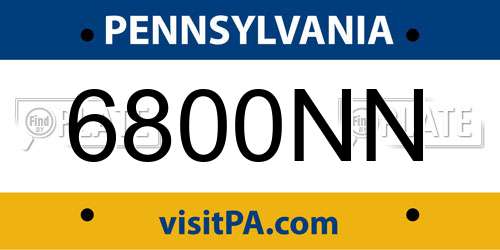 6800NN Pennsylvania License Plate