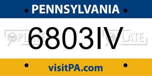 6803IV Pennsylvania License Plate