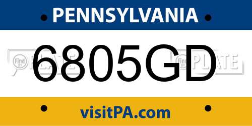 6805GD Pennsylvania License Plate