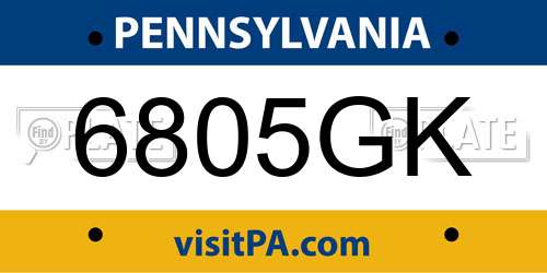 6805GK Pennsylvania License Plate