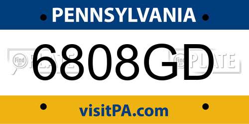 6808GD Pennsylvania License Plate