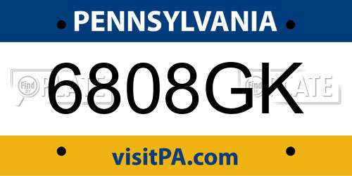 6808GK Pennsylvania License Plate