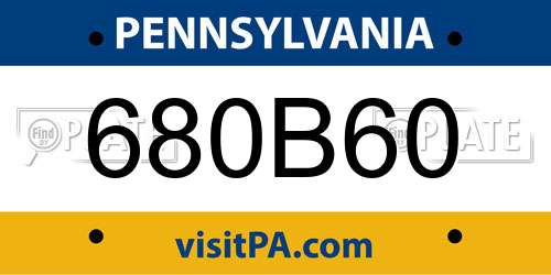 680B60 Pennsylvania License Plate