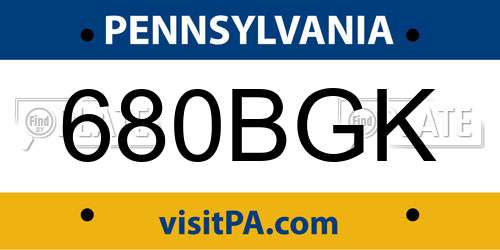 680BGK Pennsylvania License Plate