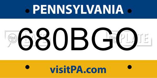 680BGO Pennsylvania License Plate