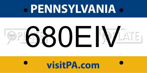 680EIV Pennsylvania License Plate