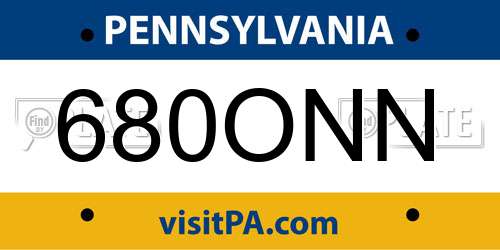 680ONN Pennsylvania License Plate