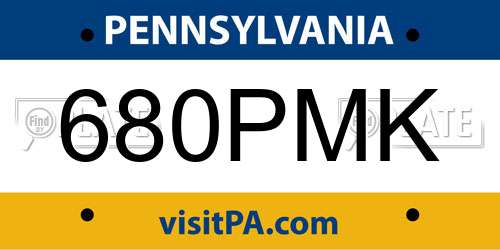 680PMK Pennsylvania License Plate
