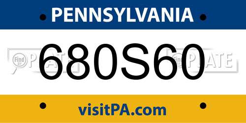 680S60 Pennsylvania License Plate