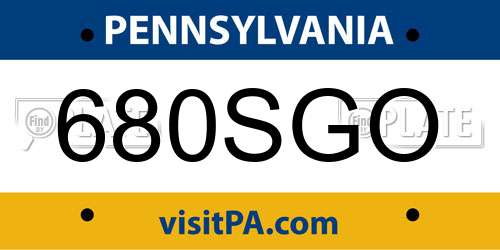 680SGO Pennsylvania License Plate