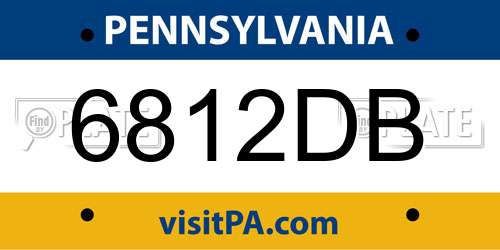 6812DB Pennsylvania License Plate
