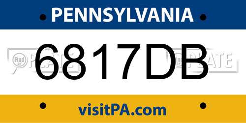 6817DB Pennsylvania License Plate