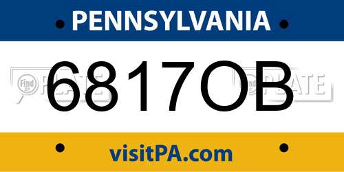 6817OB Pennsylvania License Plate