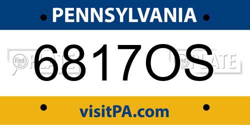 6817OS Pennsylvania License Plate
