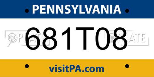 681T08 Pennsylvania License Plate