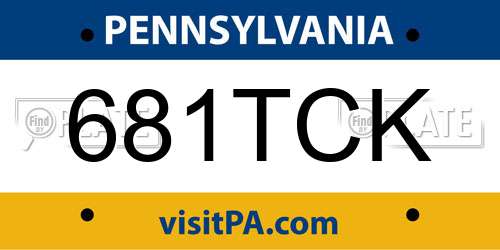 681TCK Pennsylvania License Plate