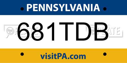 681TDB Pennsylvania License Plate