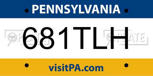 681TLH Pennsylvania License Plate
