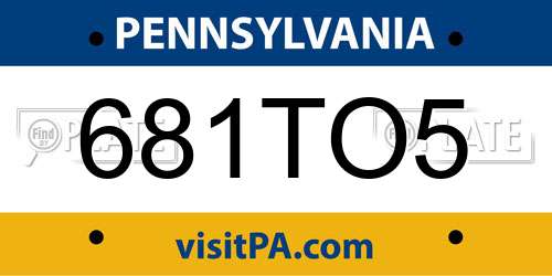 681TO5 Pennsylvania License Plate