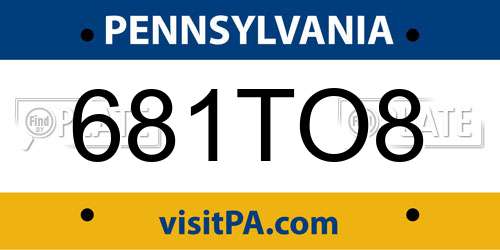 681TO8 Pennsylvania License Plate