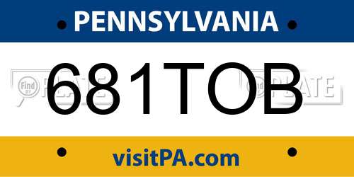 681TOB Pennsylvania License Plate