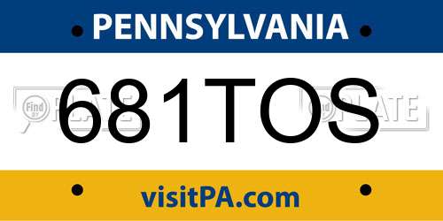 681TOS Pennsylvania License Plate