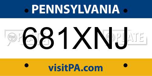 681XNJ Pennsylvania License Plate