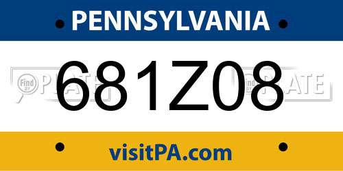 681Z08 Pennsylvania License Plate