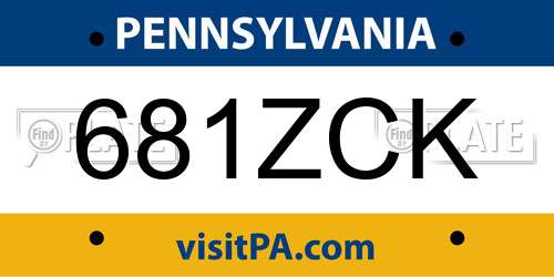 681ZCK Pennsylvania License Plate