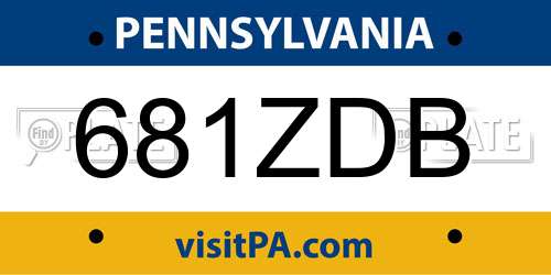681ZDB Pennsylvania License Plate