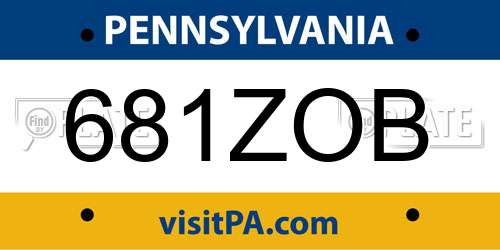 681ZOB Pennsylvania License Plate