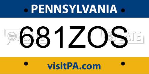 681ZOS Pennsylvania License Plate