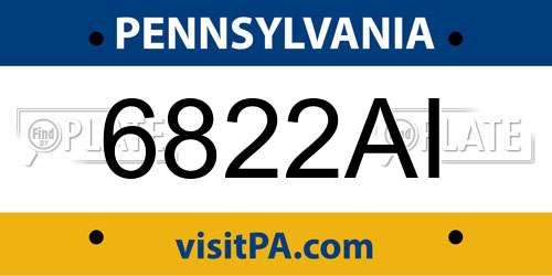 6822AI Pennsylvania License Plate