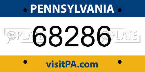68286 Pennsylvania License Plate