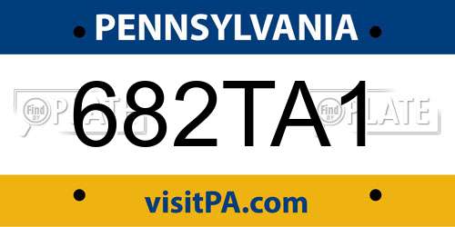 682TA1 Pennsylvania License Plate