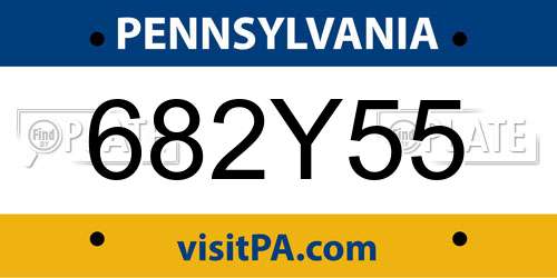 682Y55 Pennsylvania License Plate