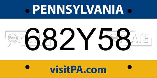 682Y58 Pennsylvania License Plate