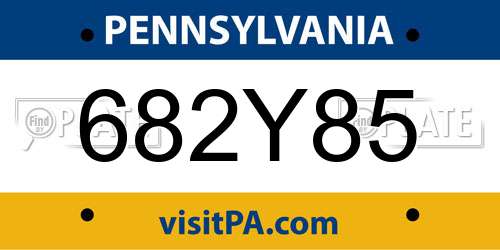 682Y85 Pennsylvania License Plate