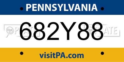 682Y88 Pennsylvania License Plate