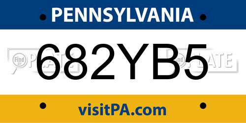 682YB5 Pennsylvania License Plate