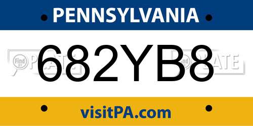 682YB8 Pennsylvania License Plate