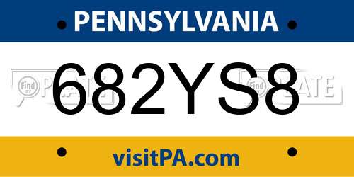 682YS8 Pennsylvania License Plate
