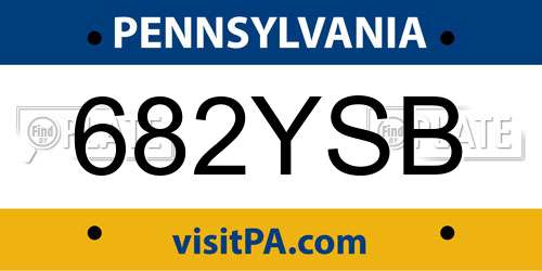 682YSB Pennsylvania License Plate