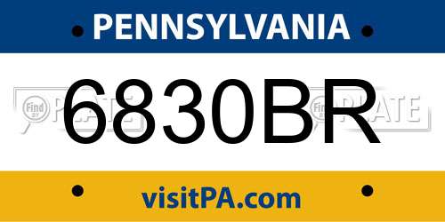6830BR Pennsylvania License Plate