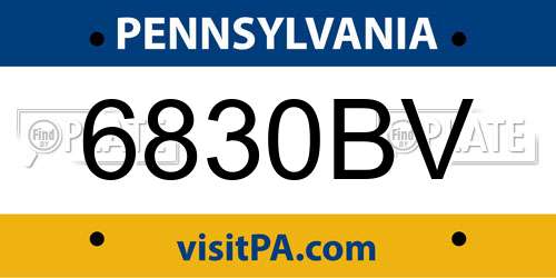 6830BV Pennsylvania License Plate